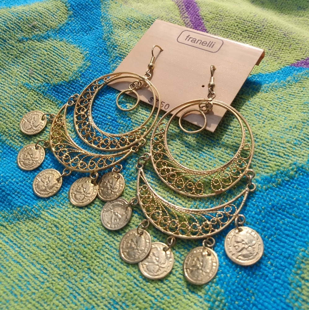 Vintage 90s Gold Coin Earrings